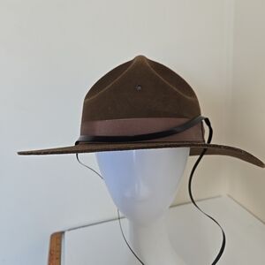 Law Enforsement Brown Wide Brim Hat with Black Band New Vintage XL